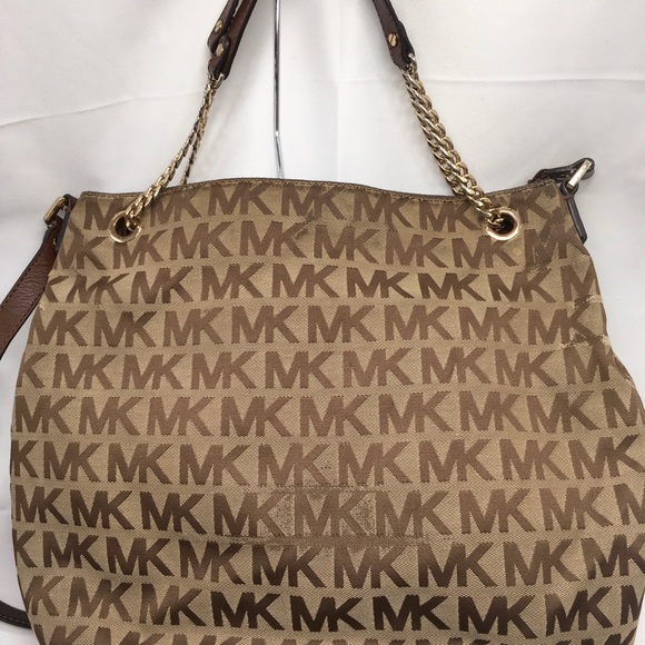 Michael Kors Signature JetSet Chain Tote Handbag 2Way Carry North/South - Picture 4 of 13
